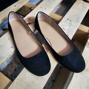 Black faux suede flat Ballerina shoes